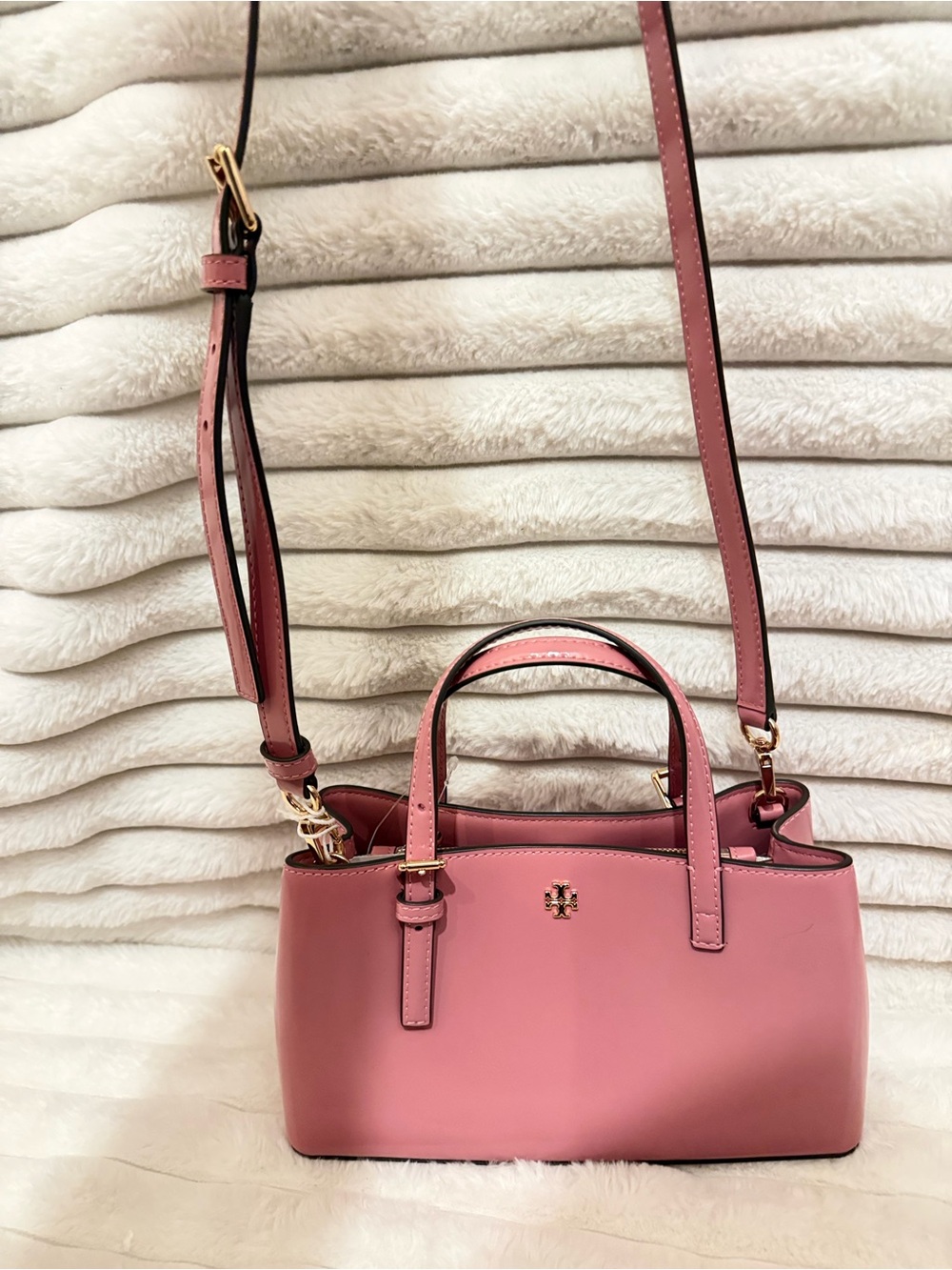 Tory Burch Rose Pink Leather Mini Satchel with Gold Hardware - Picture 2 of 11